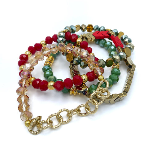 Bracelet Pack - Red Green Chain Chevron