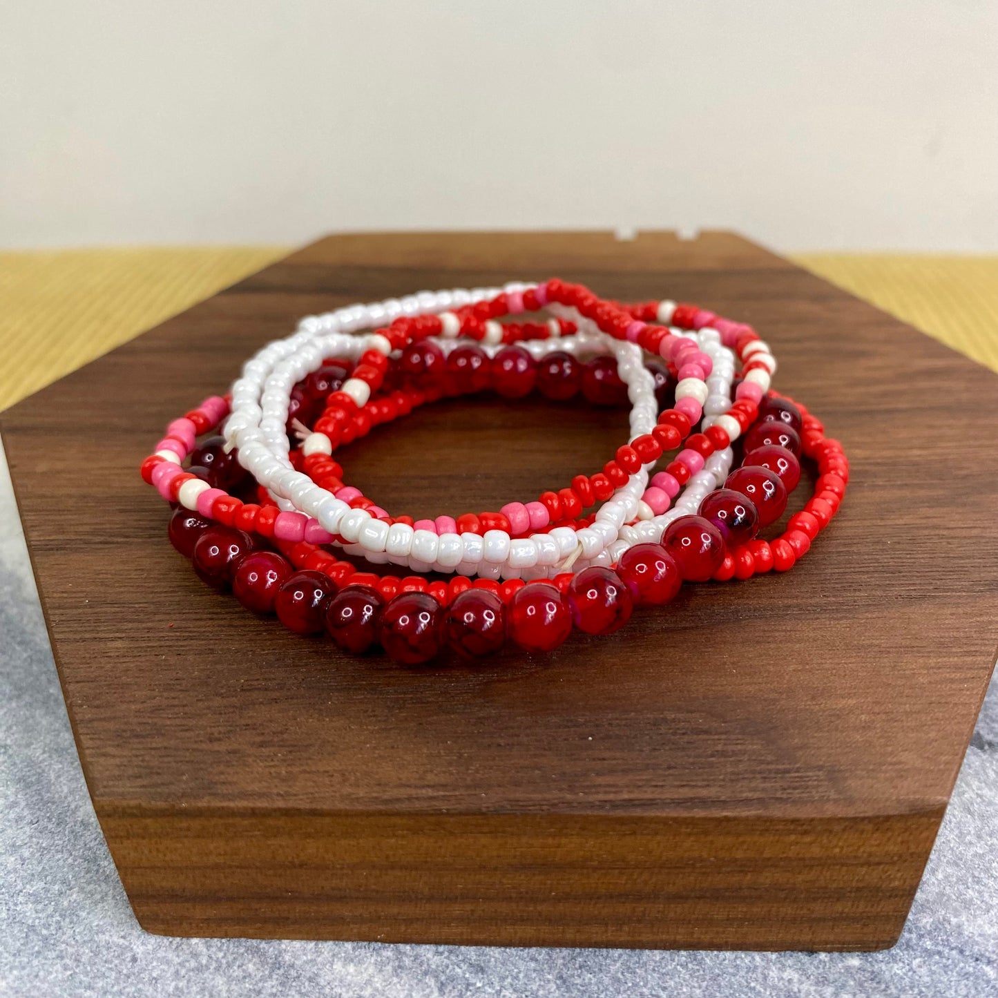 Bracelet Pack - RED - Small Bead & Marble LOCAL PICK UP OPTION
