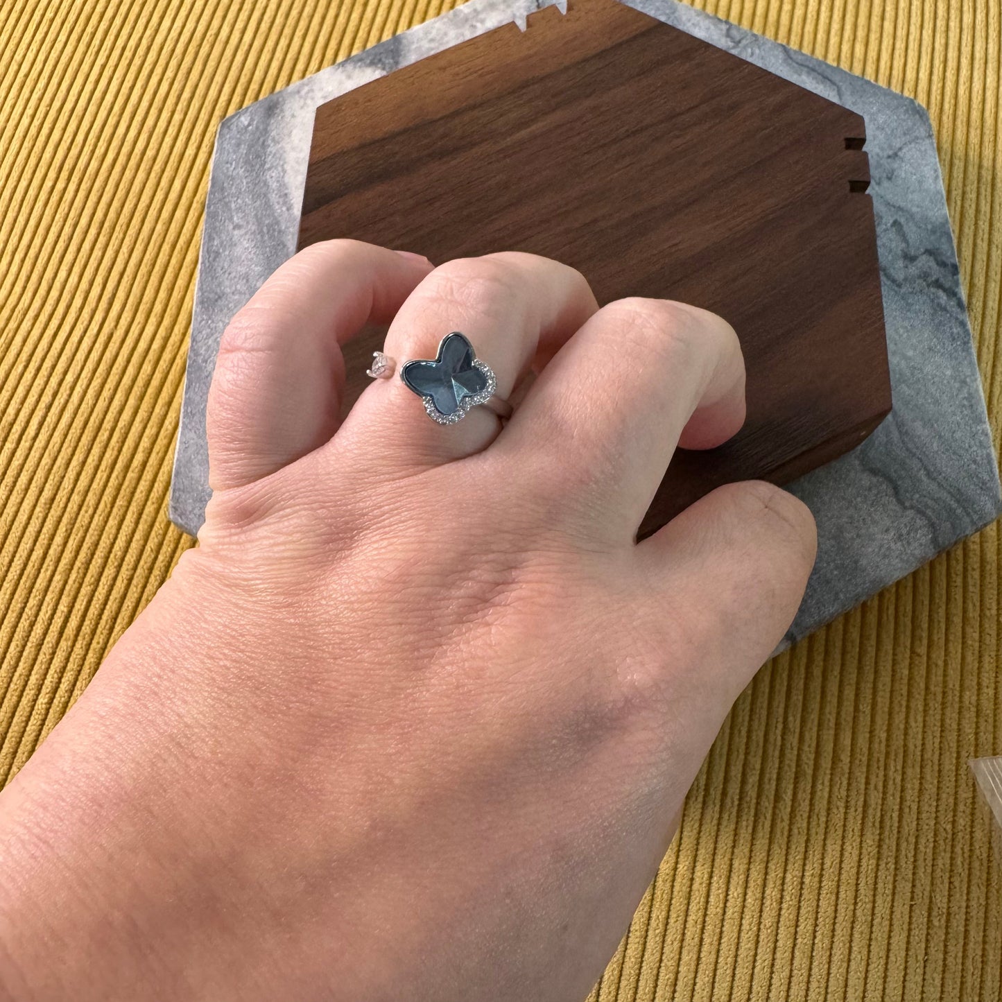 Ring - Adjustable Dark Blue Butterfly Fidget Ring