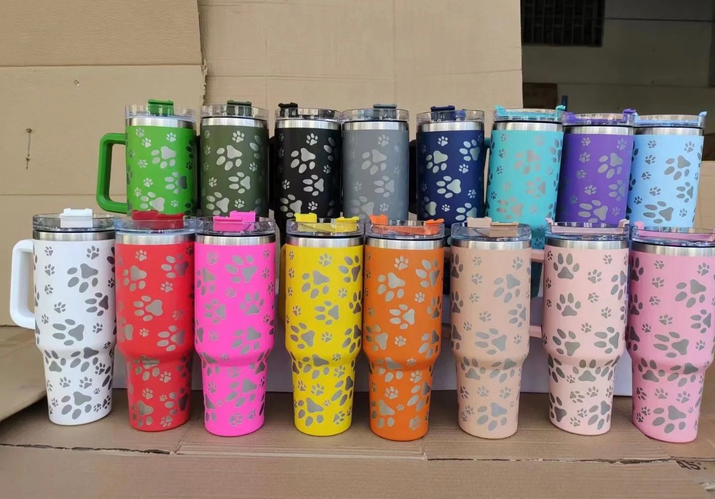 Tumbler - 40oz - Paw -PEACH- LOCAL PICK UP OPTION