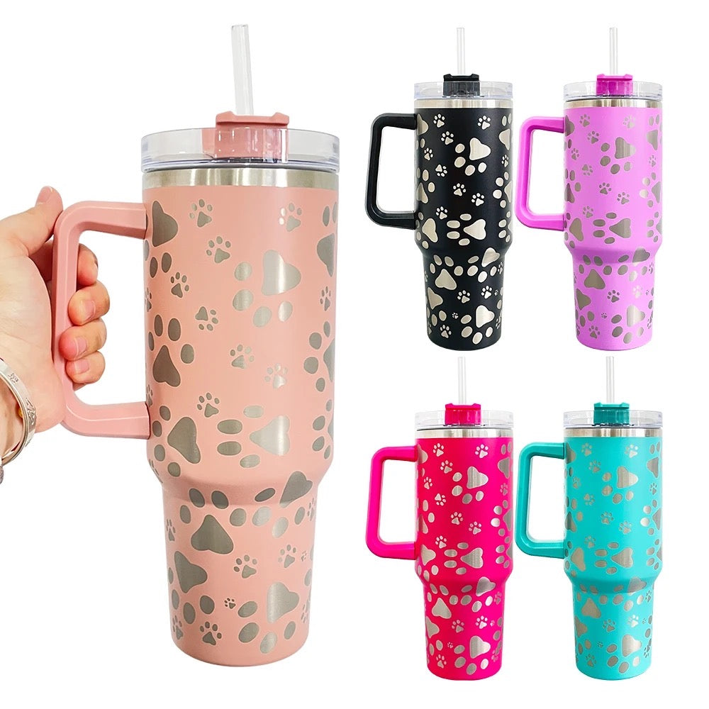 Tumbler - 40oz - Paw -PEACH- LOCAL PICK UP OPTION