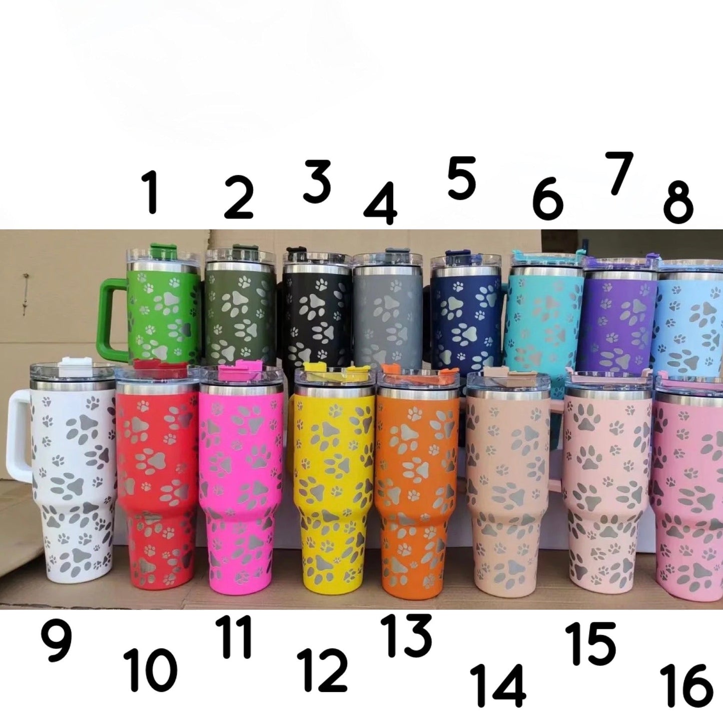 Tumbler - 40oz - Paw -PEACH- LOCAL PICK UP OPTION