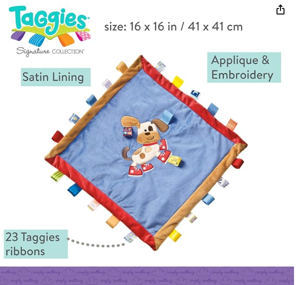 Taggies Cozy Security Blanket - BUDDY DOG - by Mary Meyer Baby