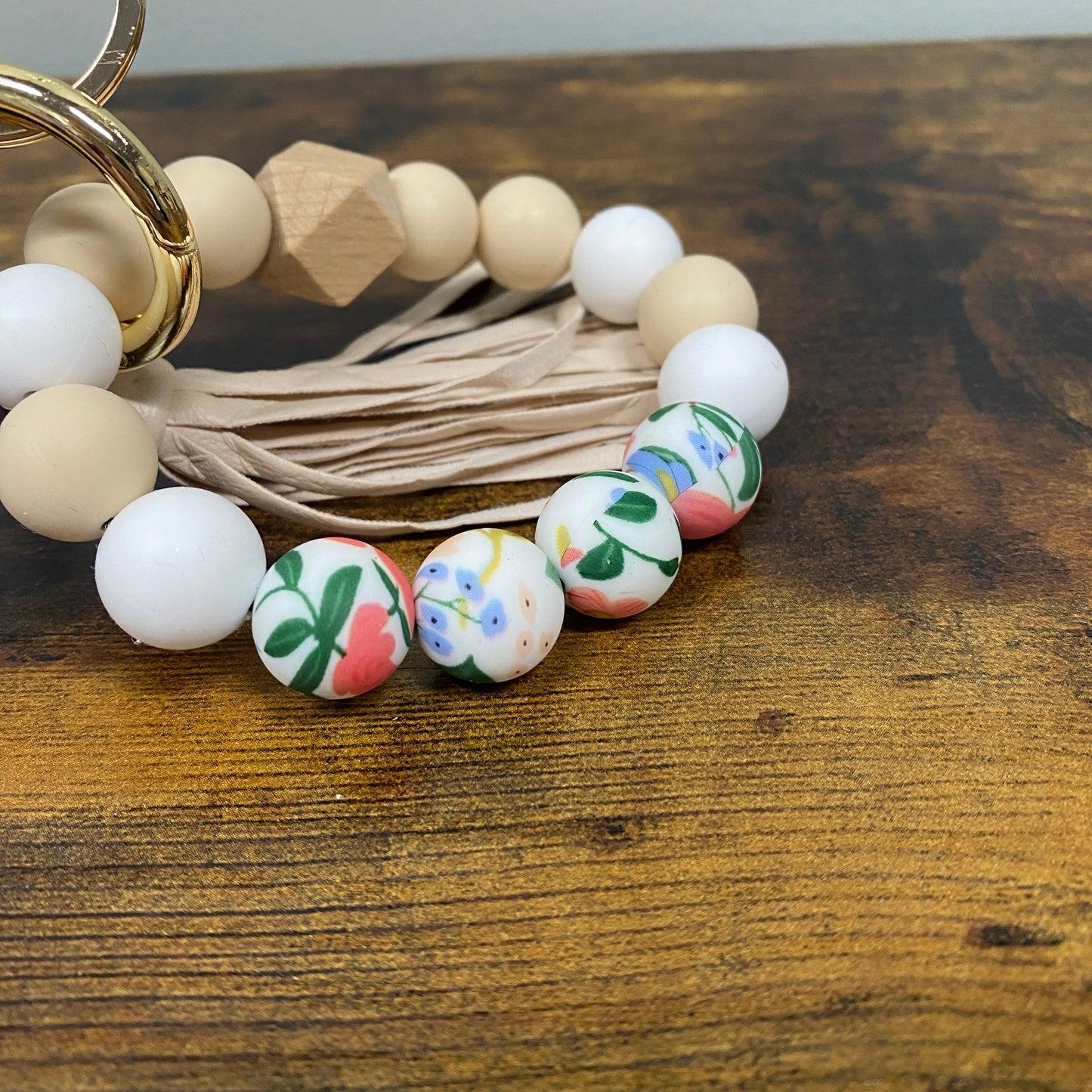 Silicone Bracelet Keychain with Scalloped Card Holder LOCAL PICK UP OPTION