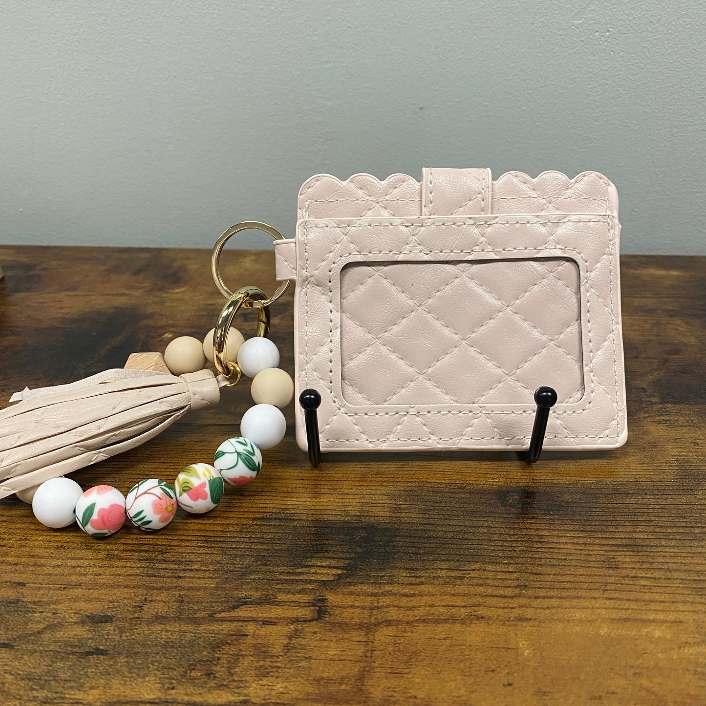 Silicone Bracelet Keychain with Scalloped Card Holder LOCAL PICK UP OPTION