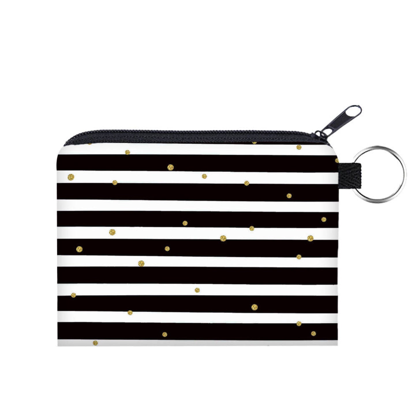 Mini Pouch - Stripe Black Gold Dots