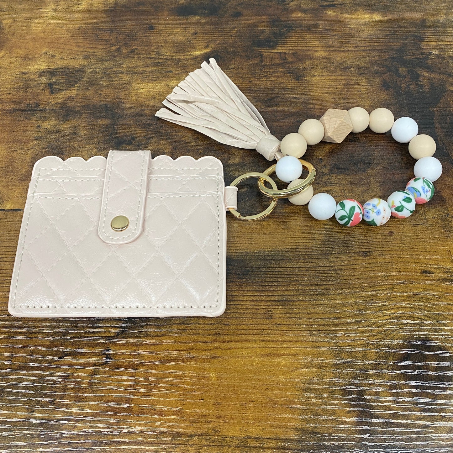 Silicone Bracelet Keychain with Scalloped Card Holder LOCAL PICK UP OPTION