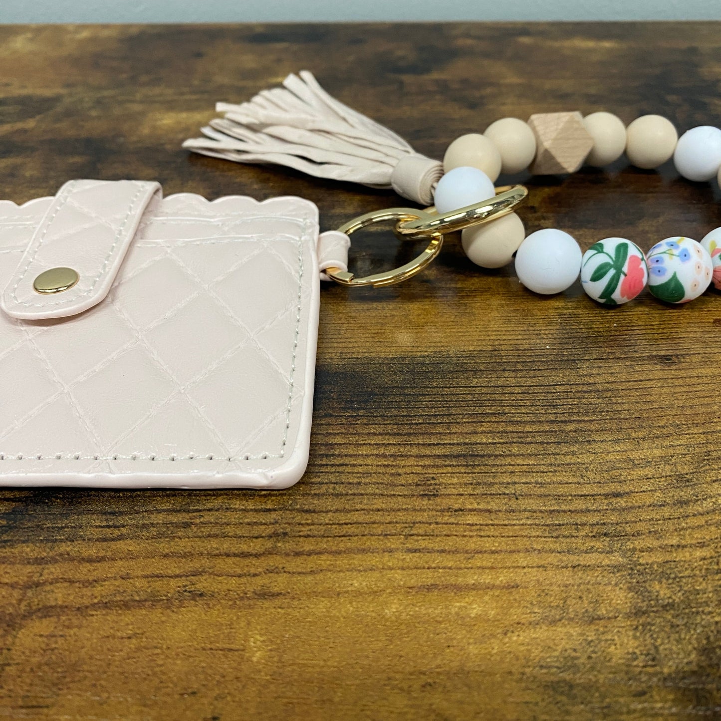 Silicone Bracelet Keychain with Scalloped Card Holder LOCAL PICK UP OPTION