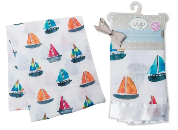 Security blanket, 2-pack - SAILBOAT WATERCOLOR - by lulujo baby