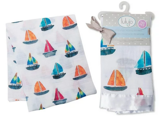 Security blanket, 2-pack - SAILBOAT WATERCOLOR - by lulujo baby