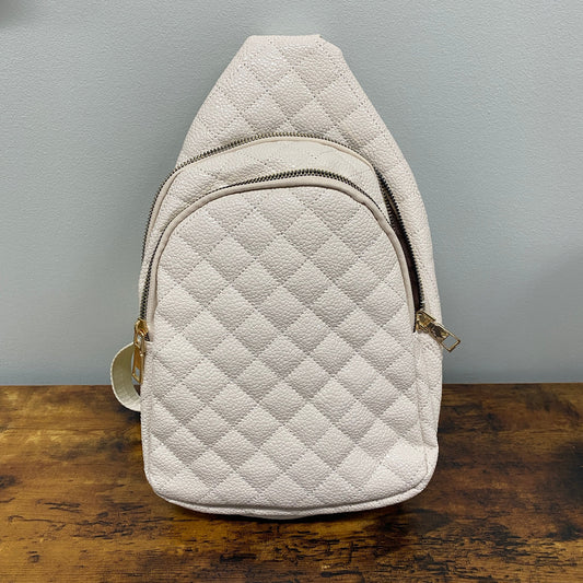 The Quilted Sling Crossbody - Cream