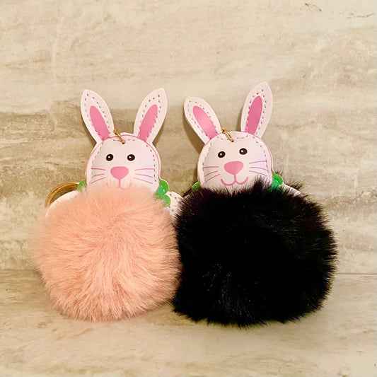 Keychain - Fuzzy Pom - Bunny