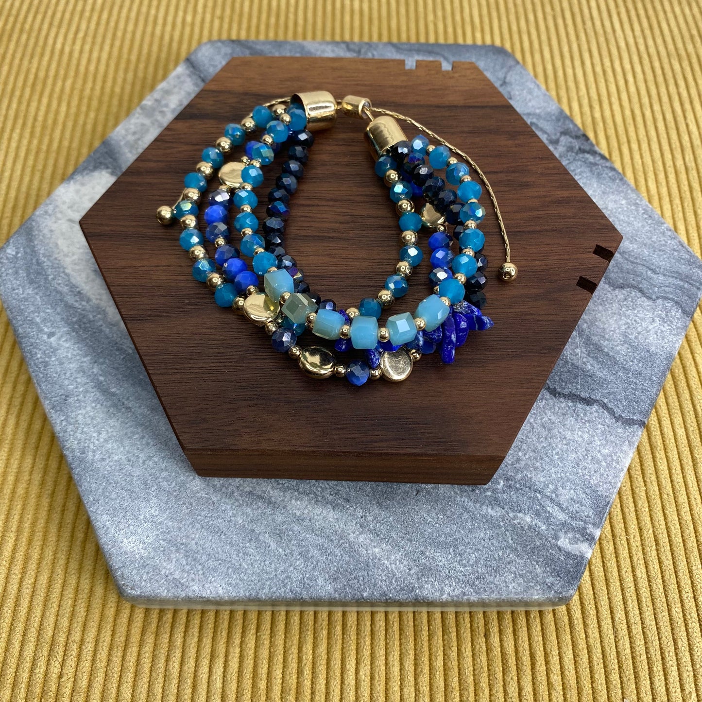 Bracelet - Adjustable Beads - Blue