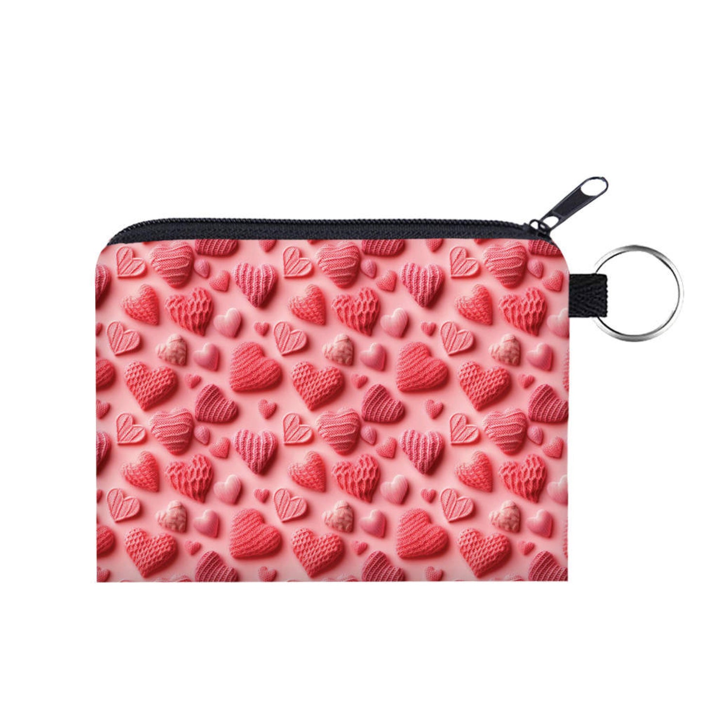 Mini Pouch - All Pink Knit Hearts