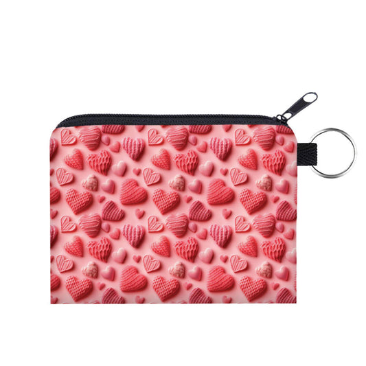 Mini Pouch - All Pink Knit Hearts