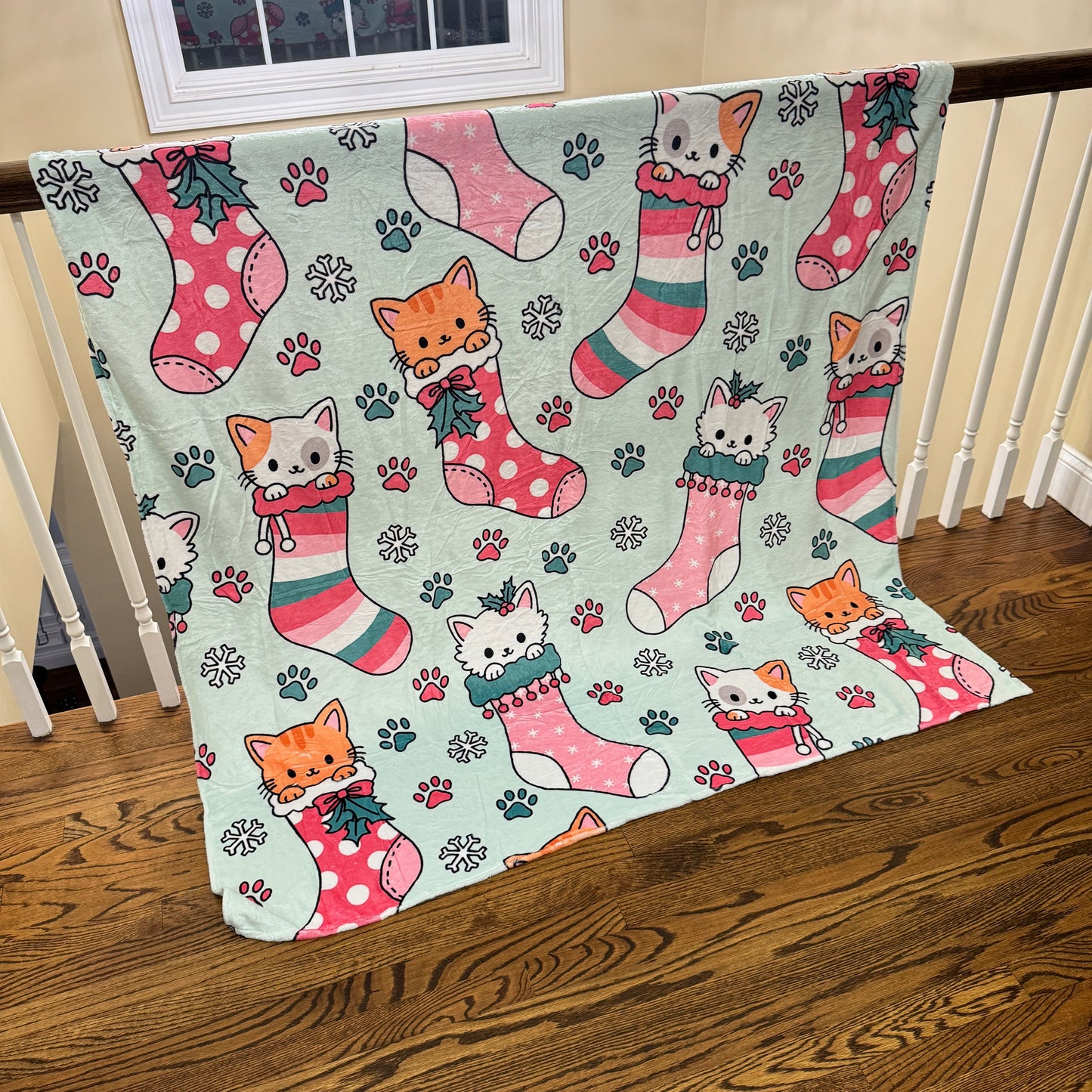Blanket - Christmas - Kitty Cat Stockings