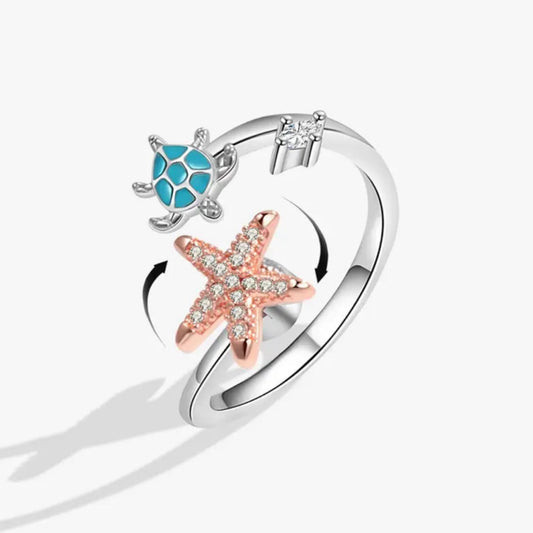 Ring - Adjustable Sea Turtle Starfish Fidget Ring