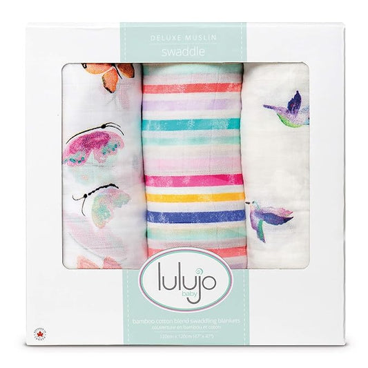 3-pack Deluxe Muslin Swaddles by lulujo baby