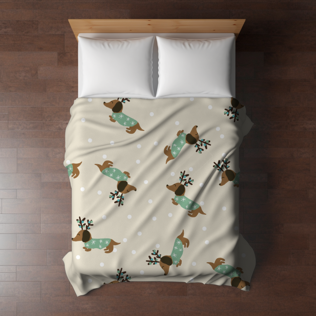 Blanket - Christmas - Dog Dachshund Reindeer