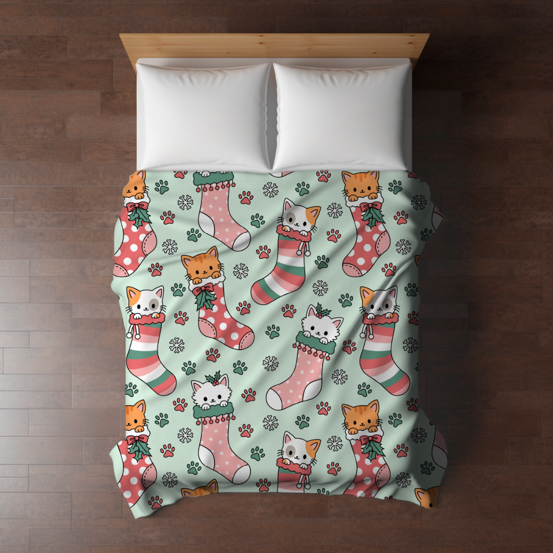 Blanket - Christmas - Kitty Cat Stockings