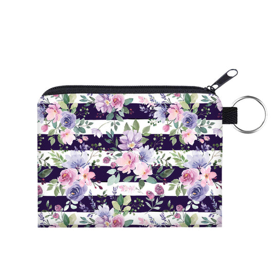 Mini Pouch - Stripe, Floral Purple