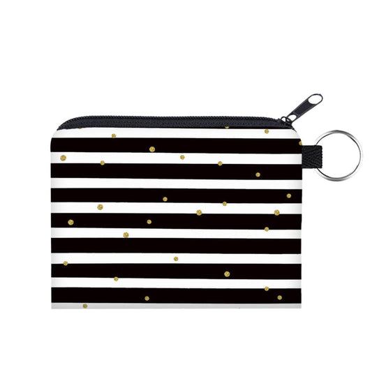 Mini Pouch - Stripe Black Gold Dots