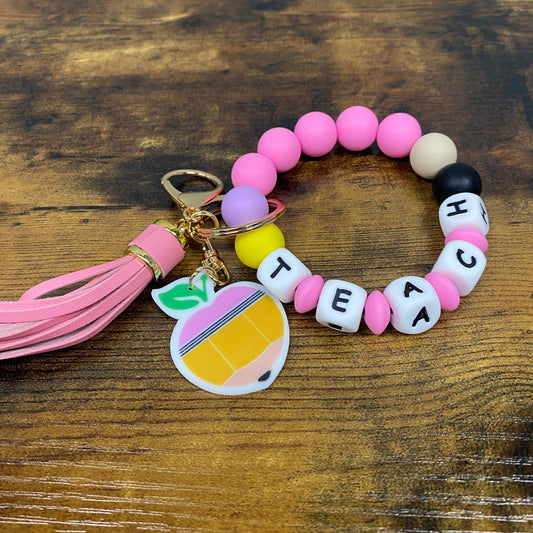 Silicone Bracelet Keychain - Teach Pink - LOCAL PICK UP OPTION