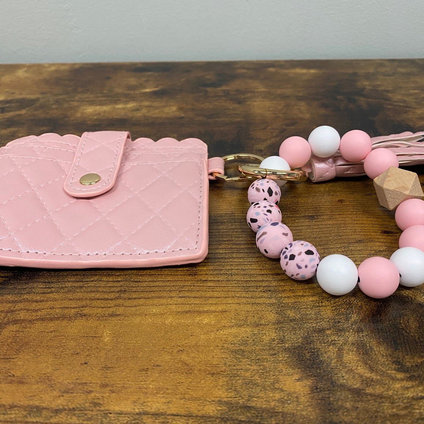 Silicone Bracelet Keychain with Scalloped Card Holder