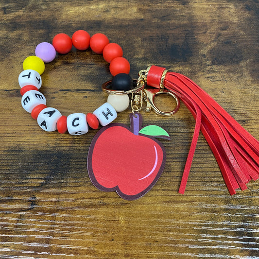 Silicone Bracelet Keychain - Teach Red - LOCAL PICK UP OPTION