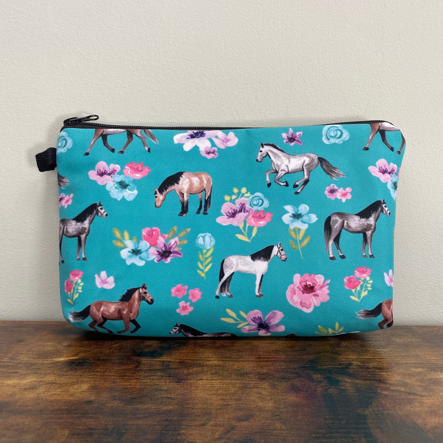 Pouch - Horse Floral Teal