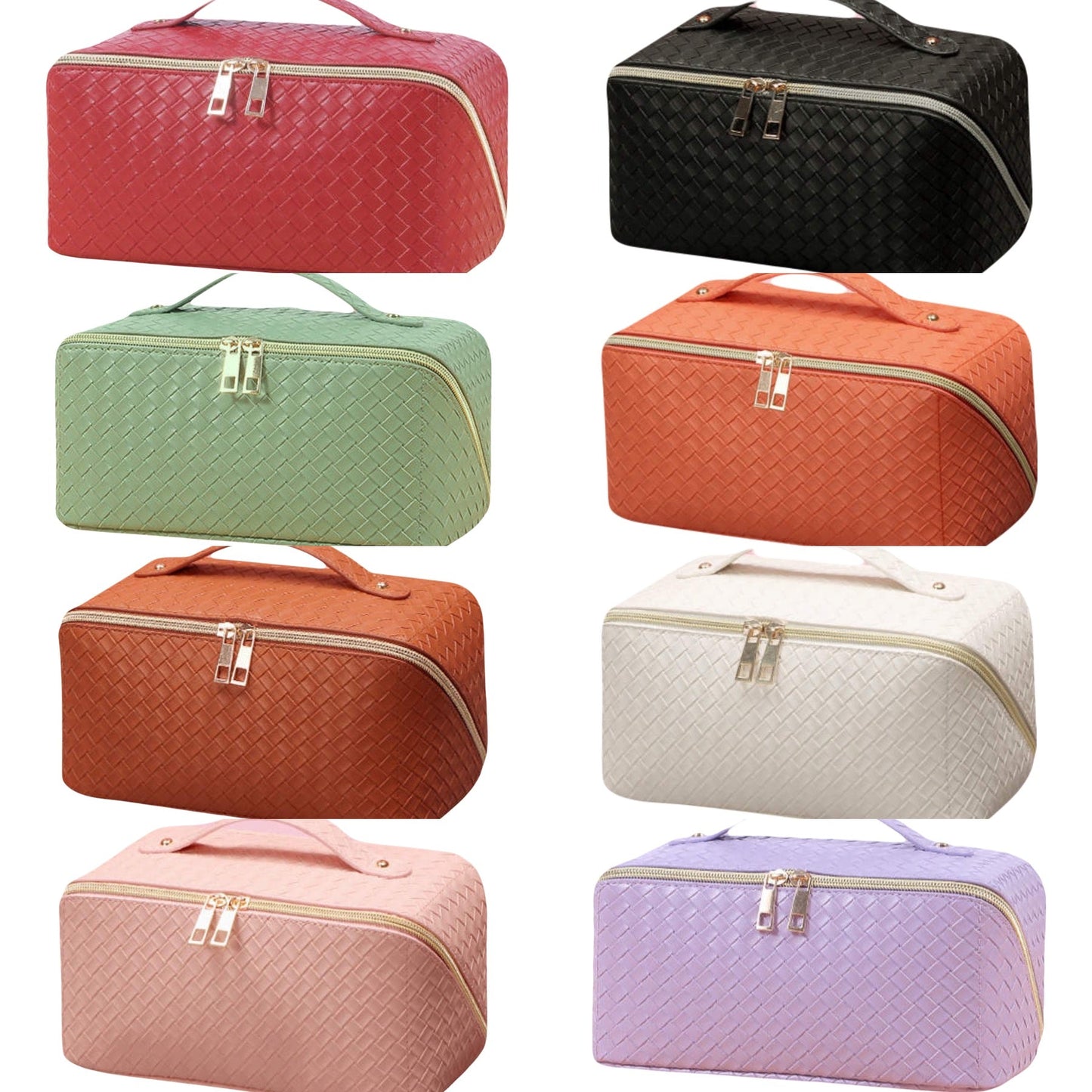 Oversized Lay Flat Cosmetic Bag - Woven Solids