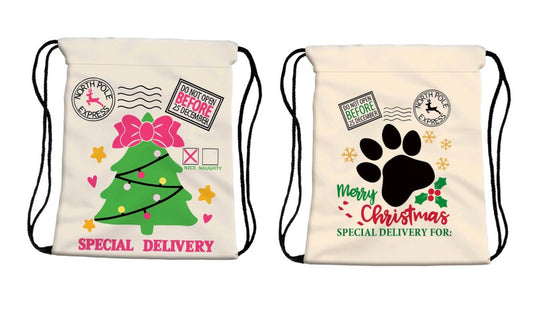 Drawstring Bag - Santa Sack - Holiday - LOCAL PICK UP OPTION
