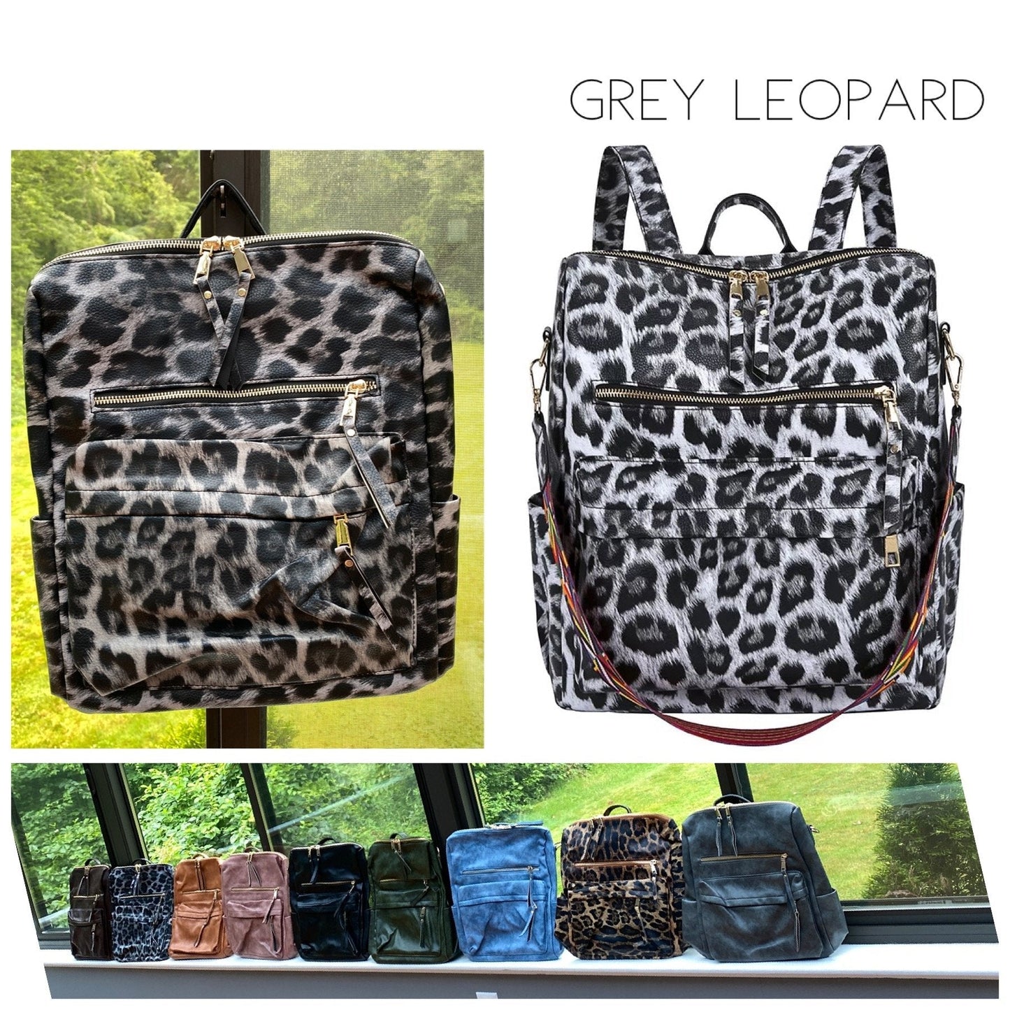 Brooke Backpack - Grey Animal Print