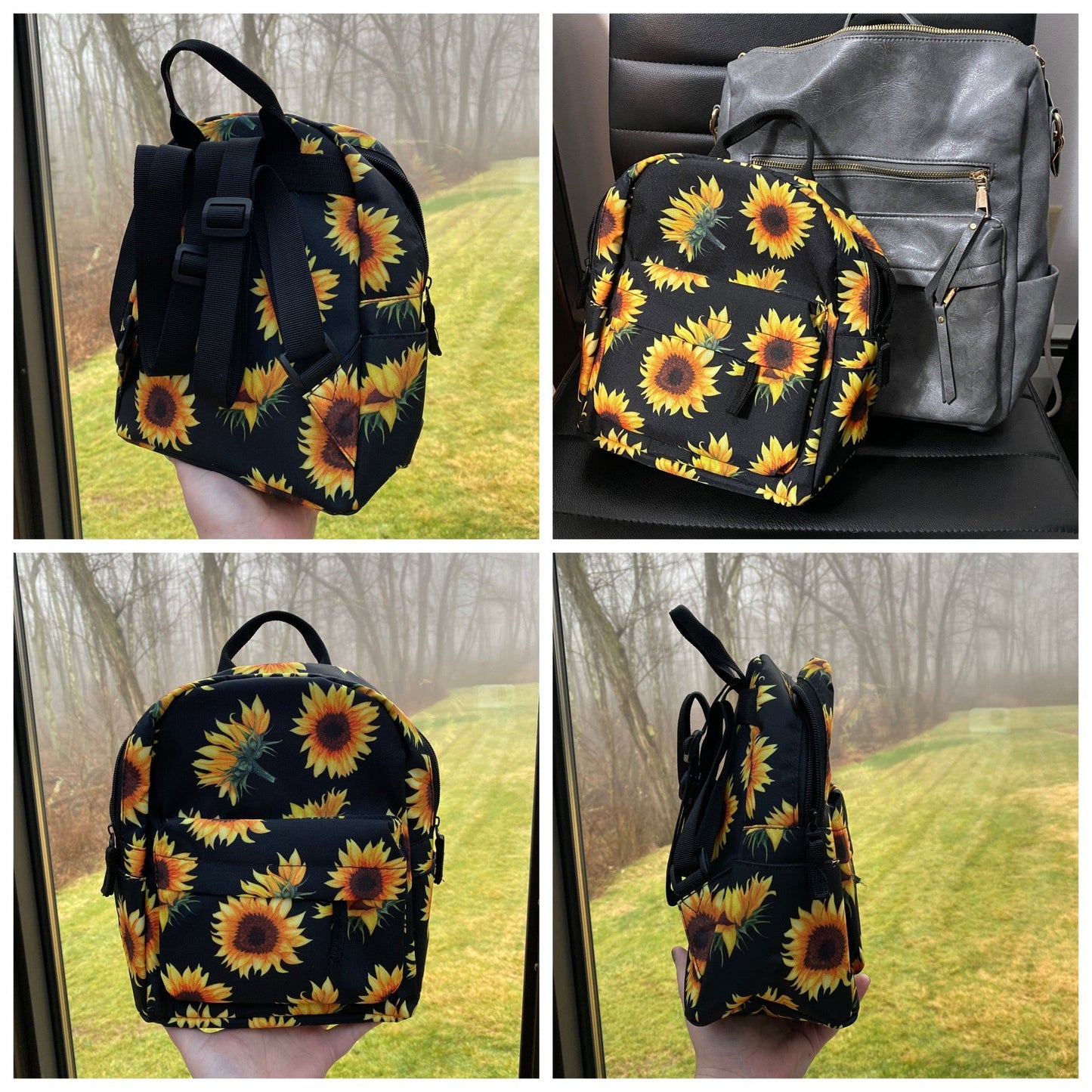 Mini Backpack - Turquoise Sunflower
