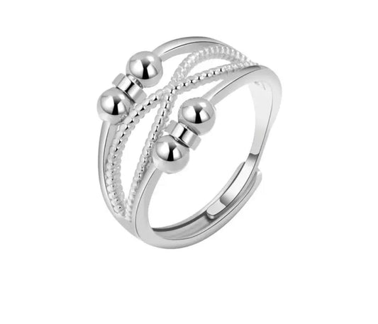 Ring - Adjustable Fidget Ring - Criss Cross Beads