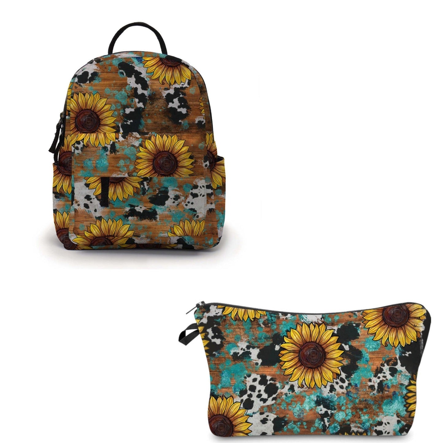 Pouch & Mini Backpack Set -COW & SUNFLOWER LOCAL PICK UP OPTION