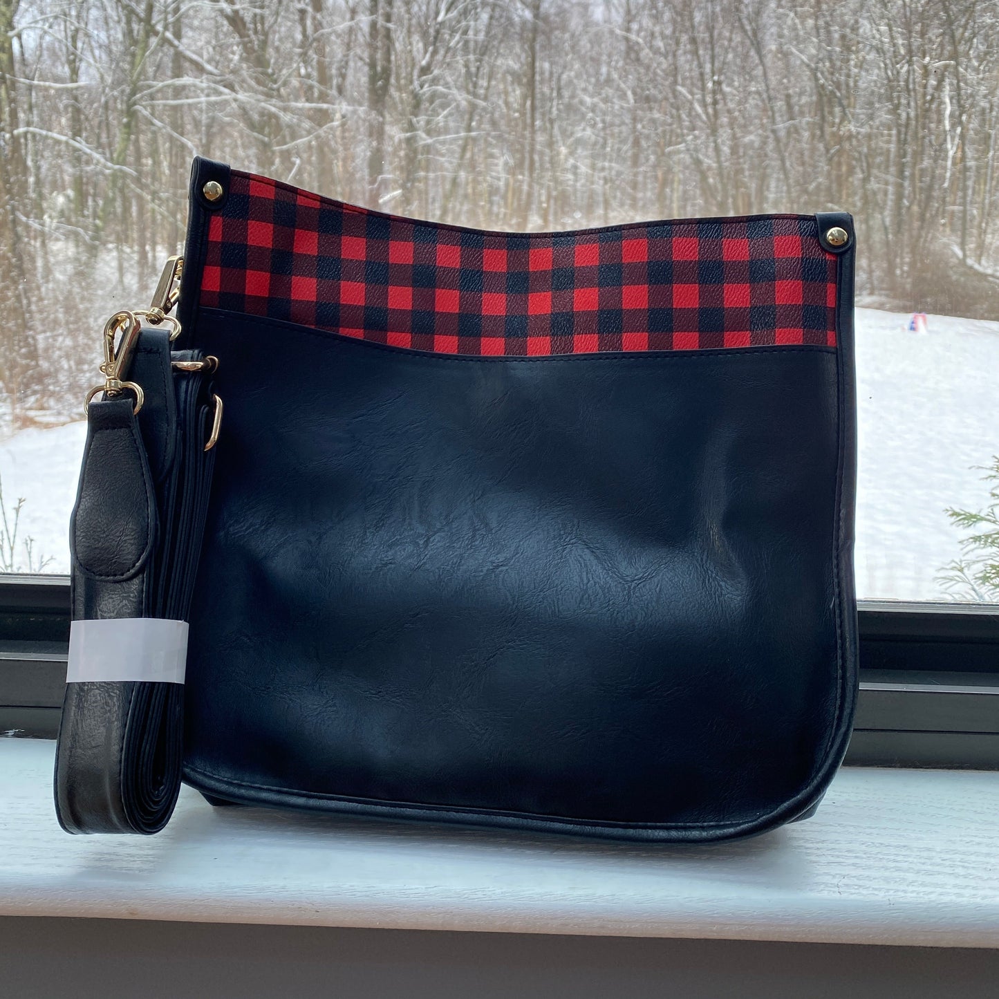 Aubree Crossbody Purse - Black Plaid