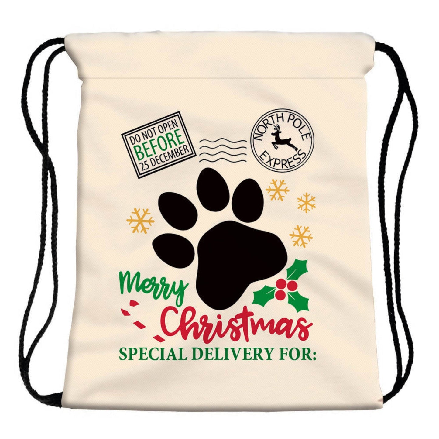 Drawstring Bag - Santa Sack - Holiday - LOCAL PICK UP OPTION
