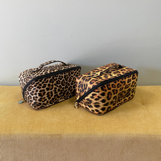 Oversized Lay Flat Cosmetic Bag, Animal Print