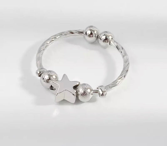 Ring - Adjustable Star & Bead Fidget Ring