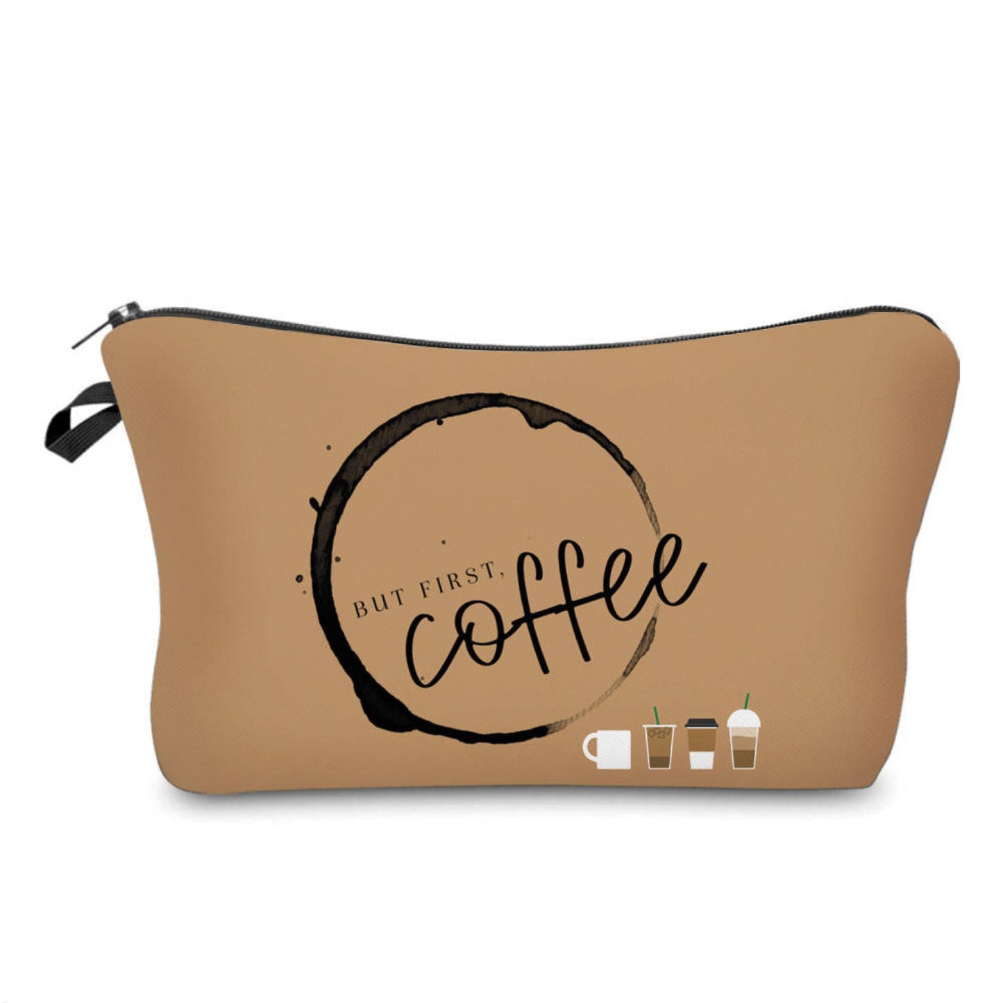 Pouch - Coffee, But First Coffee on Brown