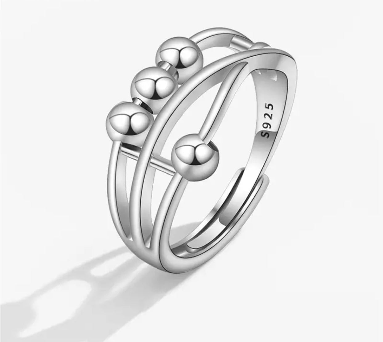 Ring - Adjustable Fidget Ring - 3 and 1 Bead