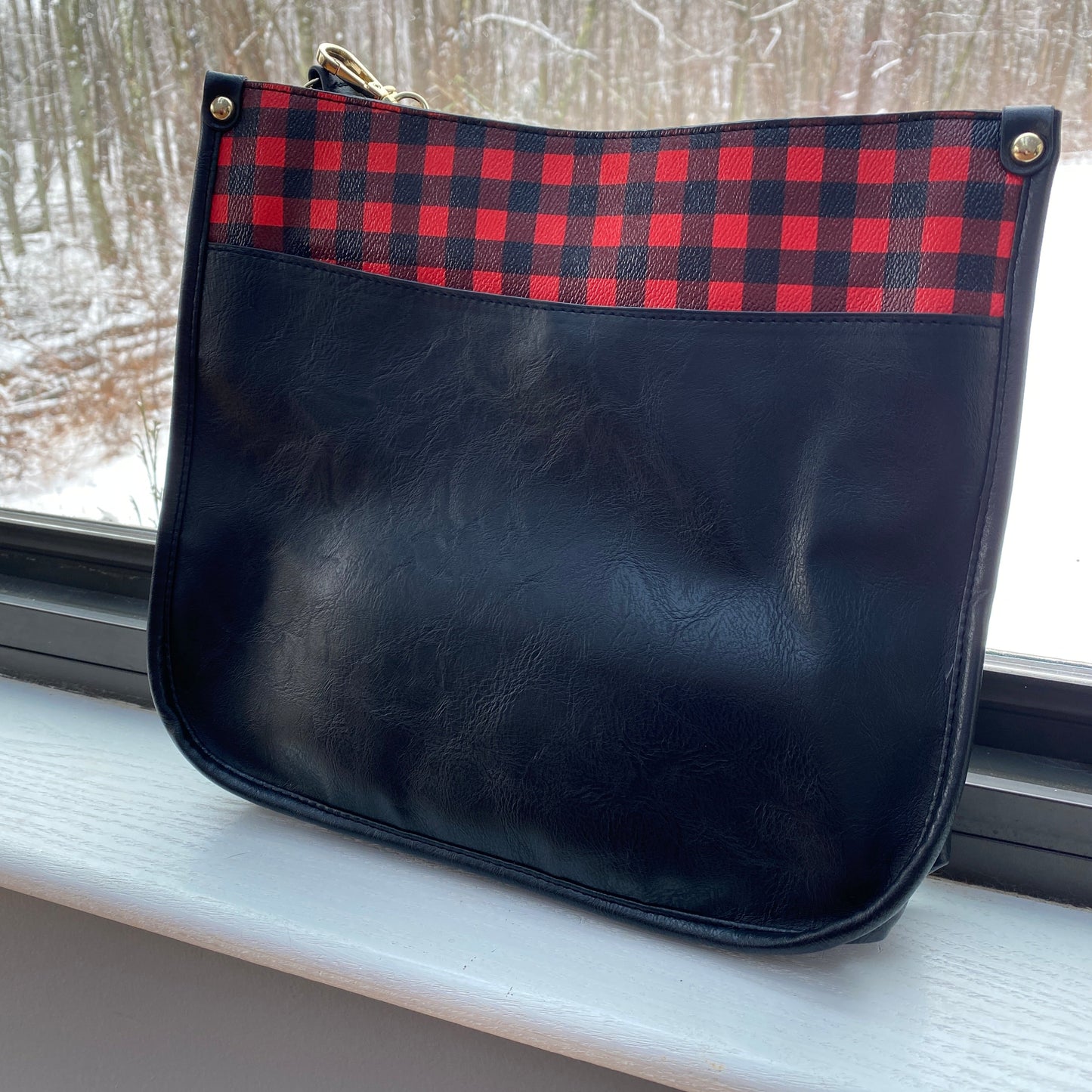 Aubree Crossbody Purse - Black Plaid