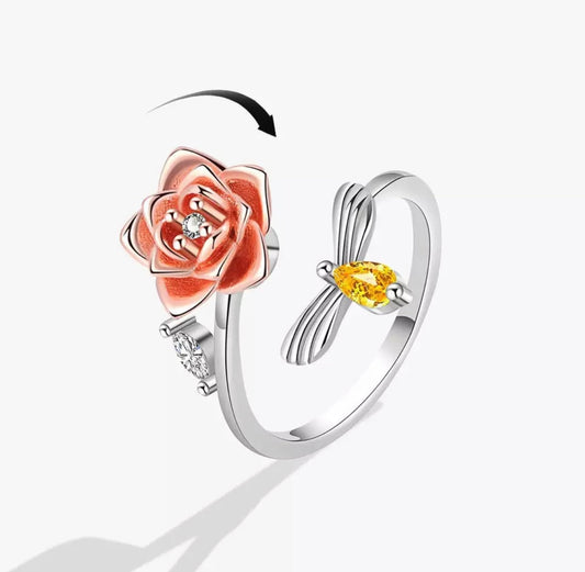 Ring - Adjustable Fidget Ring - Rose Gold Rose