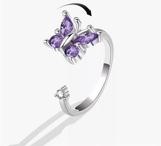 Ring - Adjustable Purple Butterfly Fidget Ring