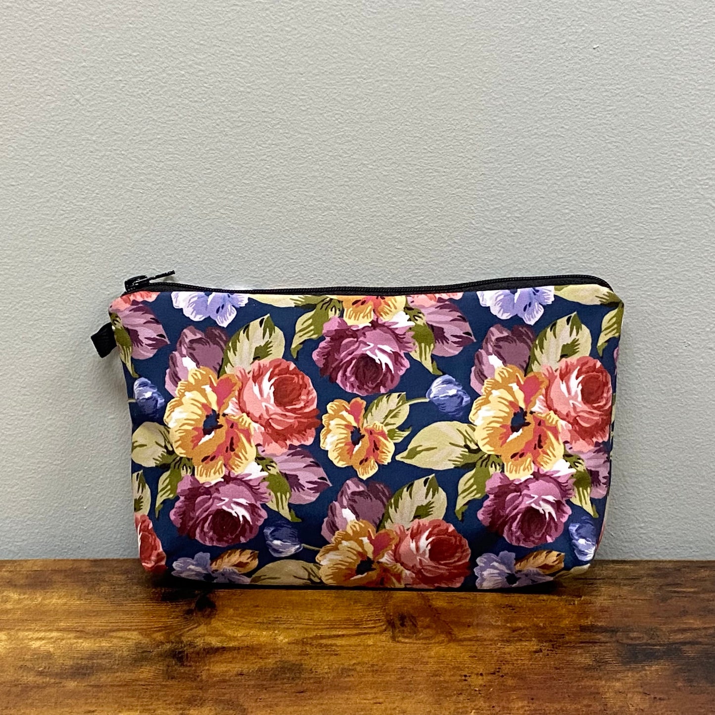 Pouch - Floral, Navy Roses