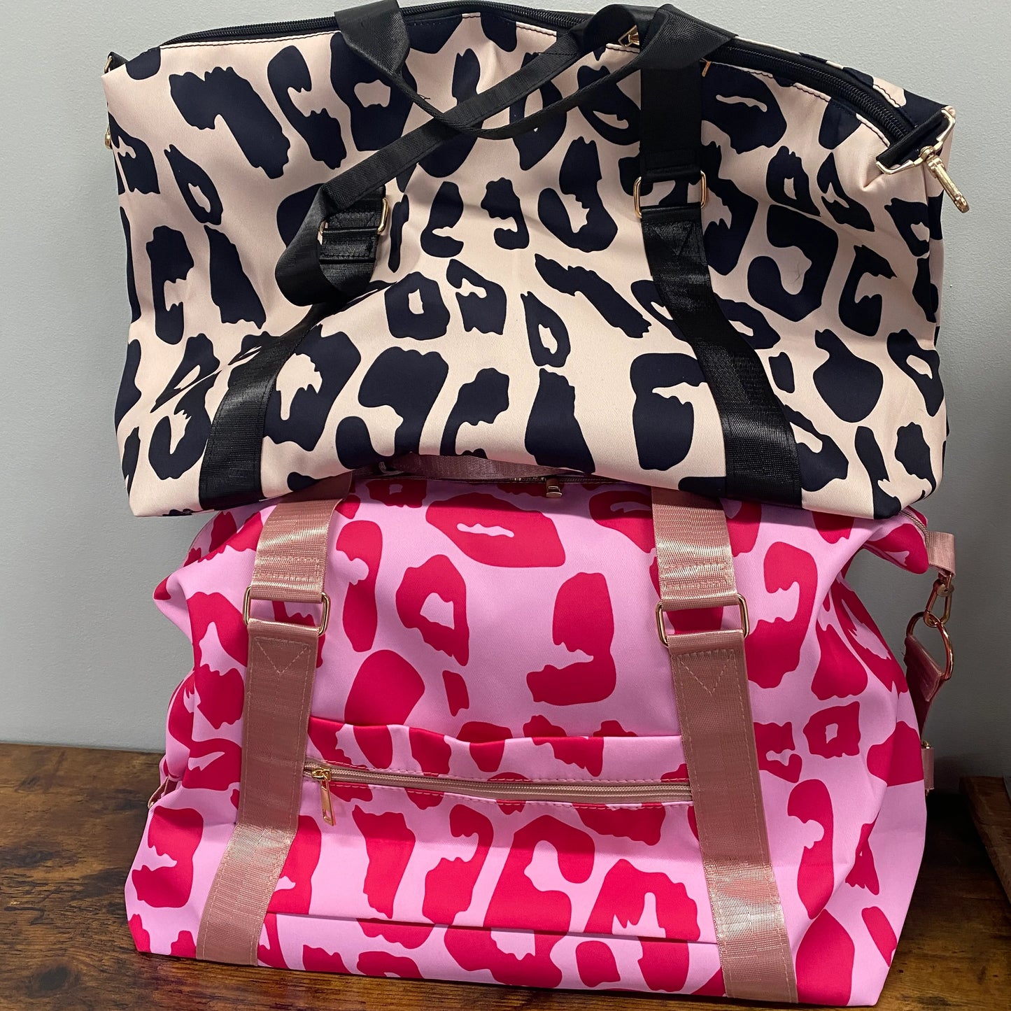 The Weekender Duffle - Pink on Pink Animal Print