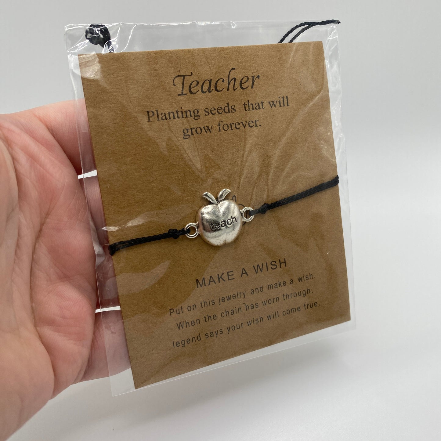 Bracelet - Make A Wish - Teacher Apple Silver