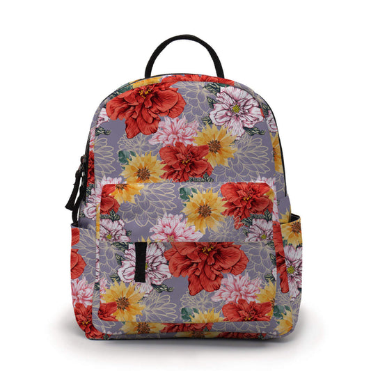 Mini Backpack - Floral Purple Red Yellow