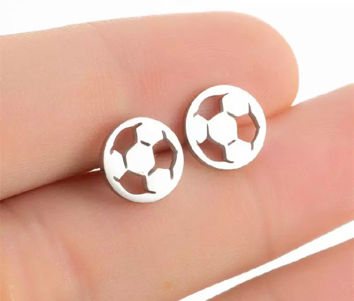Metal Stud Earrings - Soccer